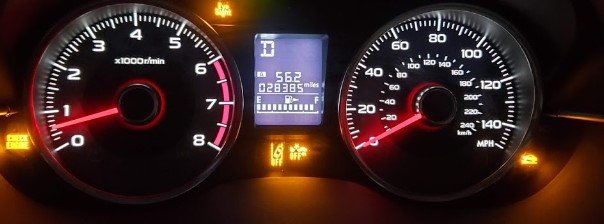 Multiple Warning Lights on a Subarus Dashboard