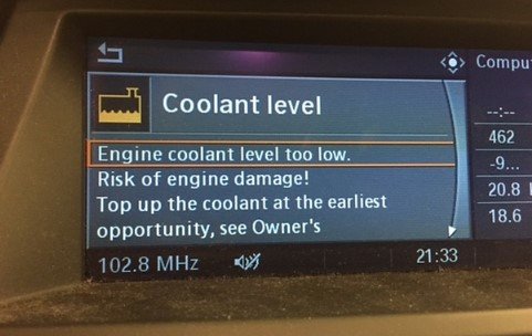 BMW Low Coolant Warning Light